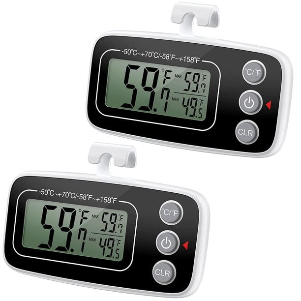 Refrigerator Thermometer, AMIR Digital Fridge Thermometer Freezer Thermometer Humidity Gauge Wireless Indoor Thermometer for Refrigerator Home Office - 2 Packs