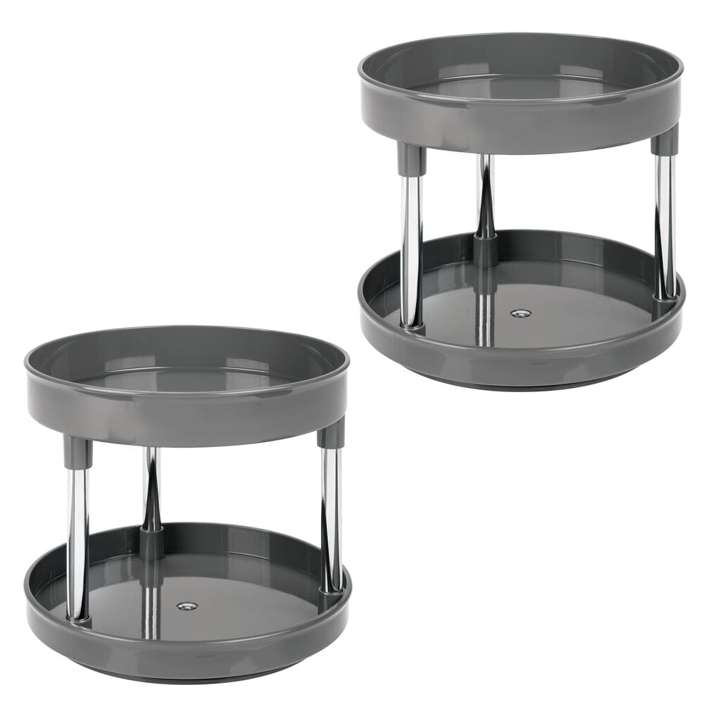 mDesign 2 Tier Lazy Susan Food Storage Turntable, 9" Round, 2 Pack