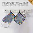 thumbnail image 4 of Yayeee Oven Mitts and Pot Holder Set of 2 Heat Resistant Kitchen Gloves Baking Hot Pad, Psychedelic Pattern, 4 of 5