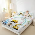 thumbnail image 5 of Feelyou Construction Truck Kids Twin Sheet Sets, Cute Rainbow Twin Fitted Sheet, Cartoon Vehicle Theme Flat Sheet, Breathable Home Decor, 3-Piece, 5 of 8