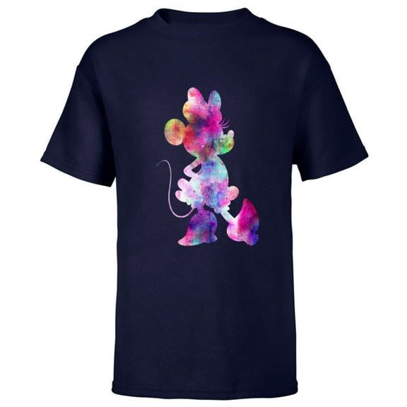 Disney Minnie Mouse Silhouette Cosmic Tie Dye - Short Sleeve T-Shirt for Kids - Customized-Navy