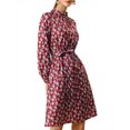 thumbnail image 5 of INSPIRE CHIC Women's Floral Dress Mock Neck Long Sleeve Tie Waist Knee Length Boho Dress XS Red, 5 of 9