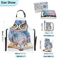 thumbnail image 3 of Cute Owl on Book 5 Pcs Kitchen Set Heat Resistant Oven Mitts and Non-Slip Pot Holders with Adjustable Cooking Apron, 3 of 6