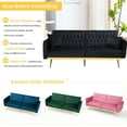 thumbnail image 6 of ACMEASE 70” Velvet Futon Sofa Bed with Adjustable Armrests and 2 Pillows, Convertible Futon Couch, Black, 6 of 7