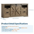 thumbnail image 3 of Danolapsi 66" Farmhouse TV Stand for Up to 70 Inch TV, 32" Tall Entertainment Center with 4 Drawers & 2 Sliding Barn Doors, Wood TV Stand with Adjustable Shelf, TV Media Console for Living Room, 3 of 8