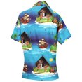 thumbnail image 2 of HAPPY BAY Women's Button Down Blouses Funky Vacation Button up Summer Camp Beach Party Blouse Short Sleeve Hawaiian Tops Tropical Shirts for Women XXL Sky, Holiday Tribal, 2 of 6