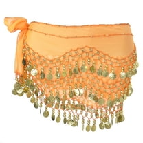 BellyLady Belly Dance Hip Scarf 158 Gold Coins Dance Skirt-Orange