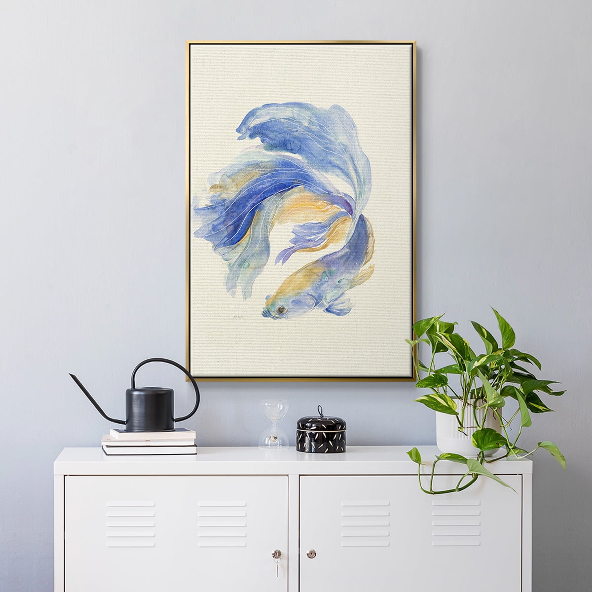 Betta II Framed Premium Gallery Wrapped Canvas - Ready to Hang - 17 x 25 - Gold Floating Frame