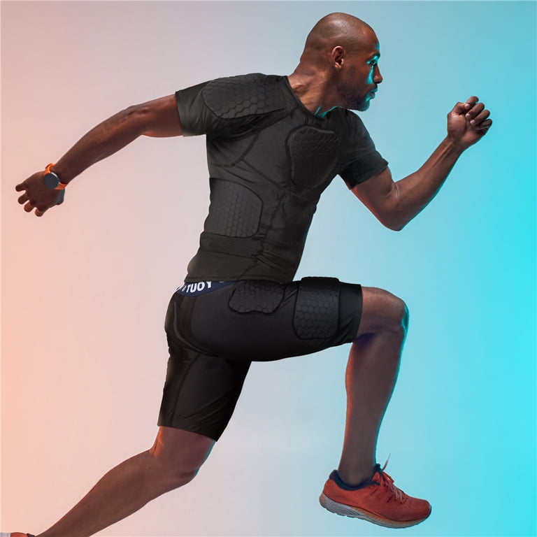 TUOY Men's Padded Compression Shirt Rib Chest Protector Protective