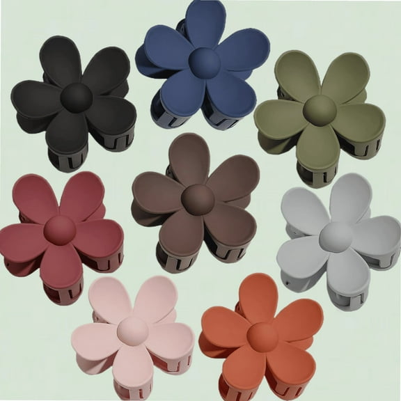 Matte Flower Hair Clips, Set of 8, Strong Non-slip Hold for Medium to Thick Hair