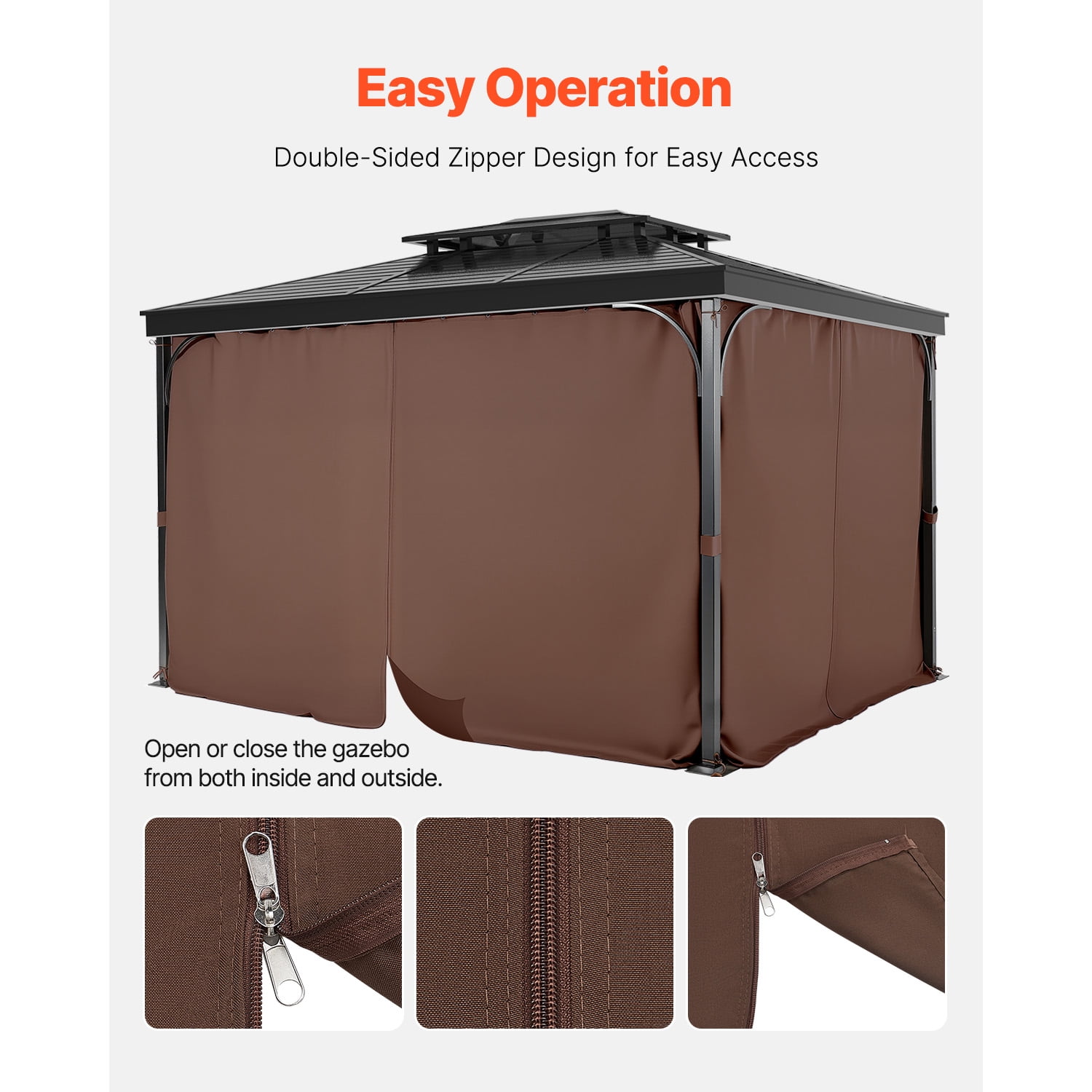 KFFKFF Outdoor Waterproof Gazebo Curtains, 10' x 10', 4-Panel