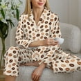 thumbnail image 6 of Rateoe Cute Coffee Bean Print Pattern Womens Pajamas Set Long Sleeve Sleepwear Button Down Nightwear Soft Cotton Pj Lounge Sets-Large, 6 of 7