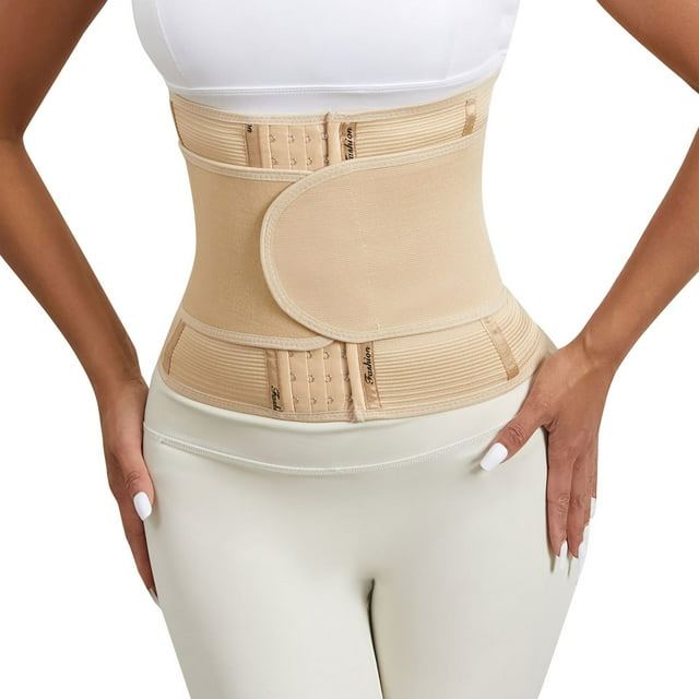 WZXFASHION Breathable Waist Tummy Girdle Belt Sport Body Shaper Trainer Control Corset Shapers Beige L
