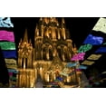 thumbnail image 2 of Young, Bill 32x23 White Modern Wood Framed Museum Art Print Titled - Mexico Festival banners in front of a church, 2 of 4