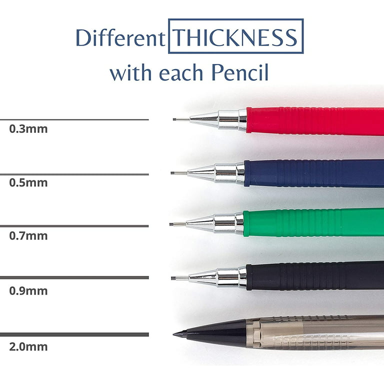 Mr. Pen- Metal Mechanical Pencil Set with Lead and Eraser Refills, 5 Sizes,  0.3, 0.5, 0.7, 0.9, 2mm, Drafting, Sketching, Architecture, Drawing  Mechanical Penci…