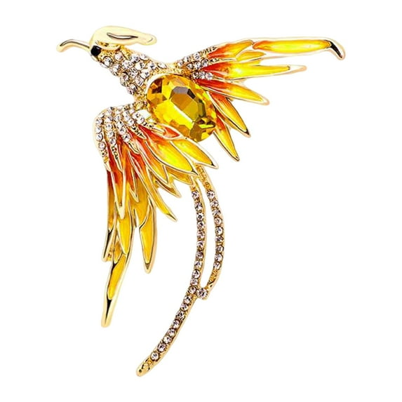 beautymall2017 Women Brooch Pin Phoenix Animal Shape Lapel Pin Breastpin for Hat Yellow