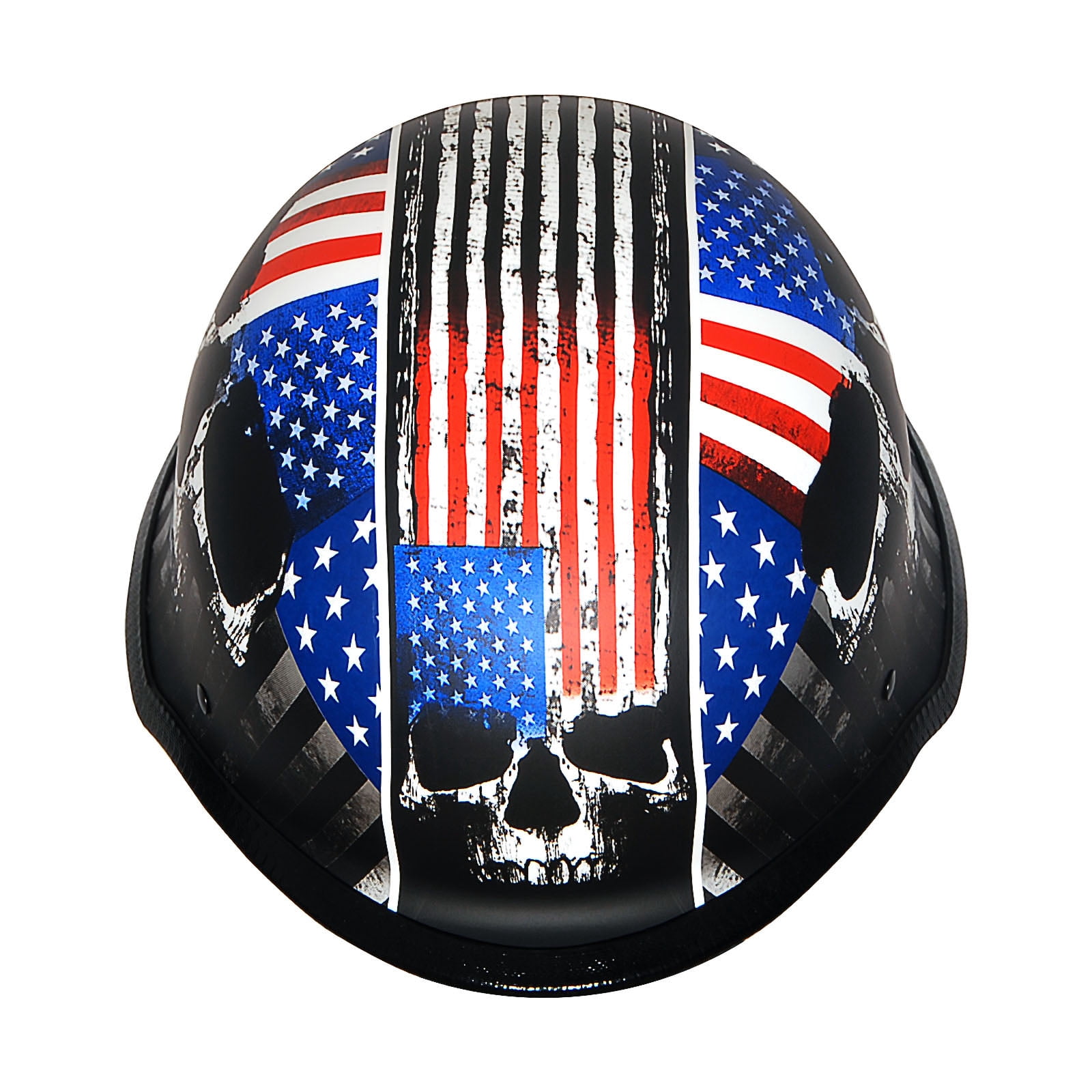 1Storm Novelty Motorcycle Half Face Helmet German Style DOT Approved: HKY602 Flag Skull
