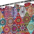 thumbnail image 4 of Extra Long Boho Shower Curtain 72x84 Inches - Vintage Floral & Tropical Leaves Pattern, Waterproof Bohemian Bathroom Decor with 12 Hooks, Tribal Rustic Style, 4 of 5