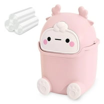 Desktop Trash Can, Cute Mini Garbage Can with 90Pcs Trash Bags, Plastic Small Desk Waste Basket with Flip Lid for Bathrooms, Kitchens, Offices, Dressing Table