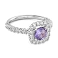 thumbnail image 2 of 2.29 Ctw Round Natural Amethyst 925 Sterling Silver Halo Women Valentines Day Gifts Ring, 2 of 3