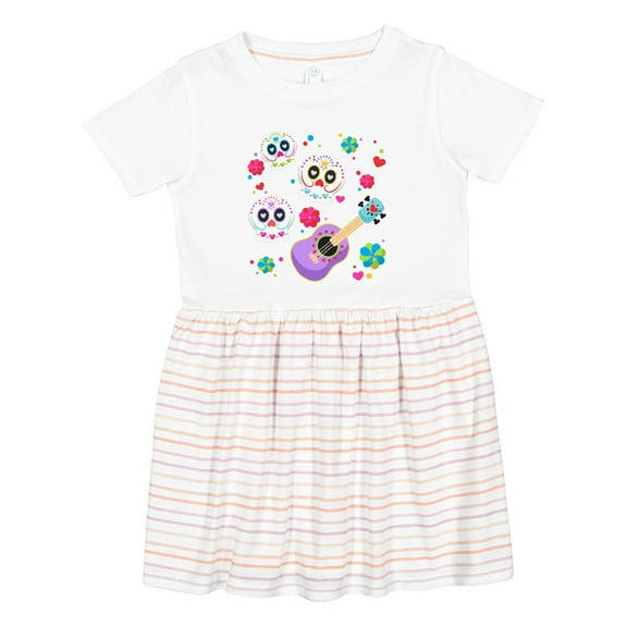 Inktastic Day of the Dead Owl Sugar Skulls and Guitar Girls Toddler Dress