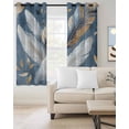 thumbnail image 2 of Gold White Feather Blackout Curtains for Bedroom Living Room Darkening Curtains 54 Inch Long Modern Spring Blue Leaf Oil Painting Short Curtain for Small Window Treatment Grommet Drapes 42"x54"x2, 2 of 9