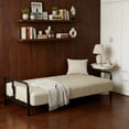 thumbnail image 5 of BSHTI 78" Linen Futon Sofa Bed – Convertible Couch with Adjustable Backrest, Soft Breathable Fabric, Metal Frame, Space-Saving for Apartment Living Room Small Space，Beige, 5 of 10