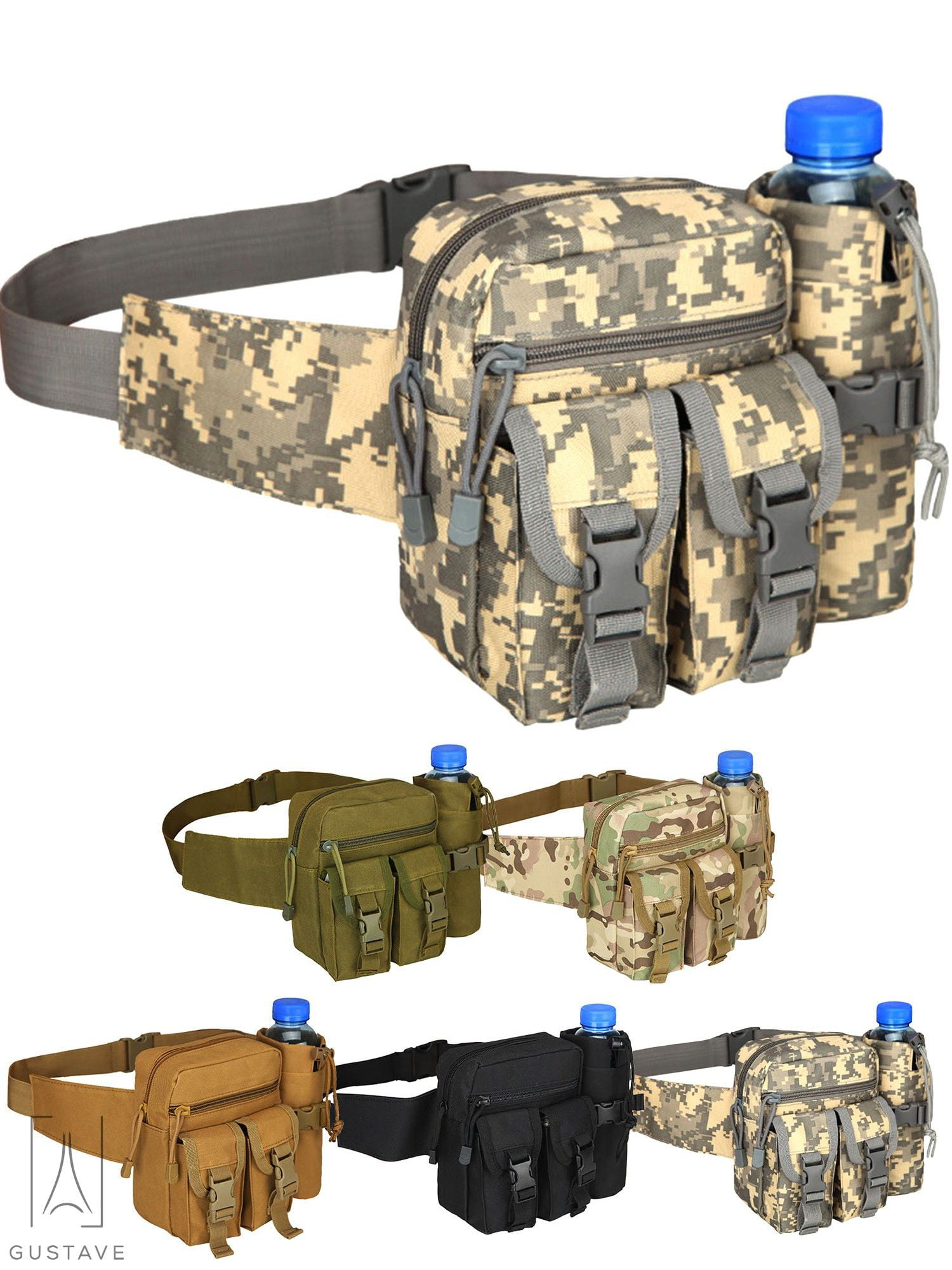 Water Bottle Pocket Cycling Zipper Storage Bag Adjustable Belt Camping and Cycling Leg Hanger Personal Wallet Suitable for Leisure Tactical Camouflage Leg Bag Hiking Running