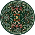 thumbnail image 2 of Bleum Cade Round Rugs 6ft Floral Area Rug for Living Room Green Washable Rug Non Slip Soft Low Pile Faux Wool Botanical Throw Rugs for Bedroom, Dining Room, Nursery, Home Decor, 2 of 9