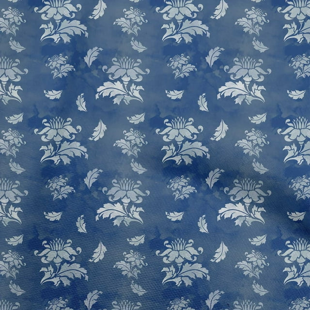 oneOone Rayon Blue Fabric Floral & Sewing Craft Projects Fabric Prints By Yard 56 Inch Wide