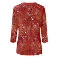 thumbnail image 5 of CaComMARK PI Womens Tops Plus Size Clearance Women's Printed Loose T-shirt Casual Round Neck 3/4 Sleeves Blouse Red, 5 of 5