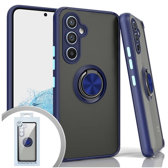 For Samsung Galaxy A54 5G S546VL A546U O-Ring Kickstand Cover Phone Case - Blue