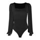 thumbnail image 4 of Mono de manga larga con cuello cuadrado para mujer - Conjunto informal de gasa para primavera/verano con tirantes ajustables, 4 of 4