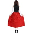 thumbnail image 2 of Huangx Bavarian Dirndl Dress for Women, Oktoberfest Costume with Scarf – Lace Up Apron Traditional German Dress Red L, 2 of 4