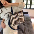 thumbnail image 3 of Bolso Mano A Rayas para Mujer Bolso Bandolera Diario Lona Con Correa Ajustable (azul), 3 of 9