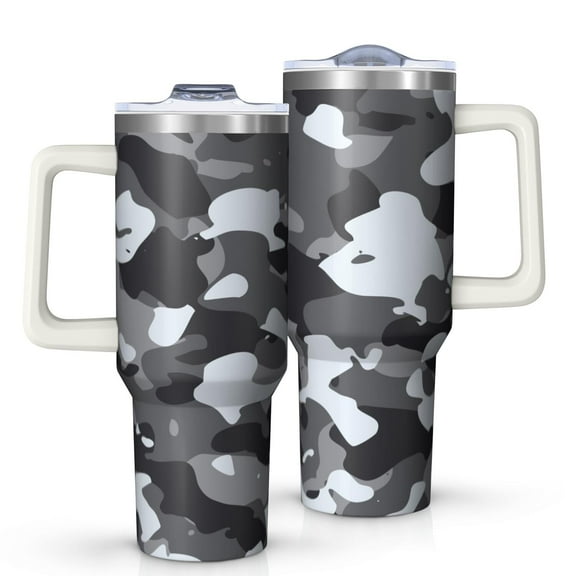 Camouflage 40oz Tumbler– Stainless Steel Insulated Tumbler with Handle and Straw, Large Capacity Travel Cup for Hot & Cold Drinks