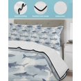 thumbnail image 4 of Quilts Queen Size, Blue Sharks Coastal Soft Comforter Bedding Set for Bed, Summer Beach Ocean Nautical Lightweight Quilted Bedspread with Pillow Cover(2 Pieces) for All Season, 90x96 Inch, 4 of 6