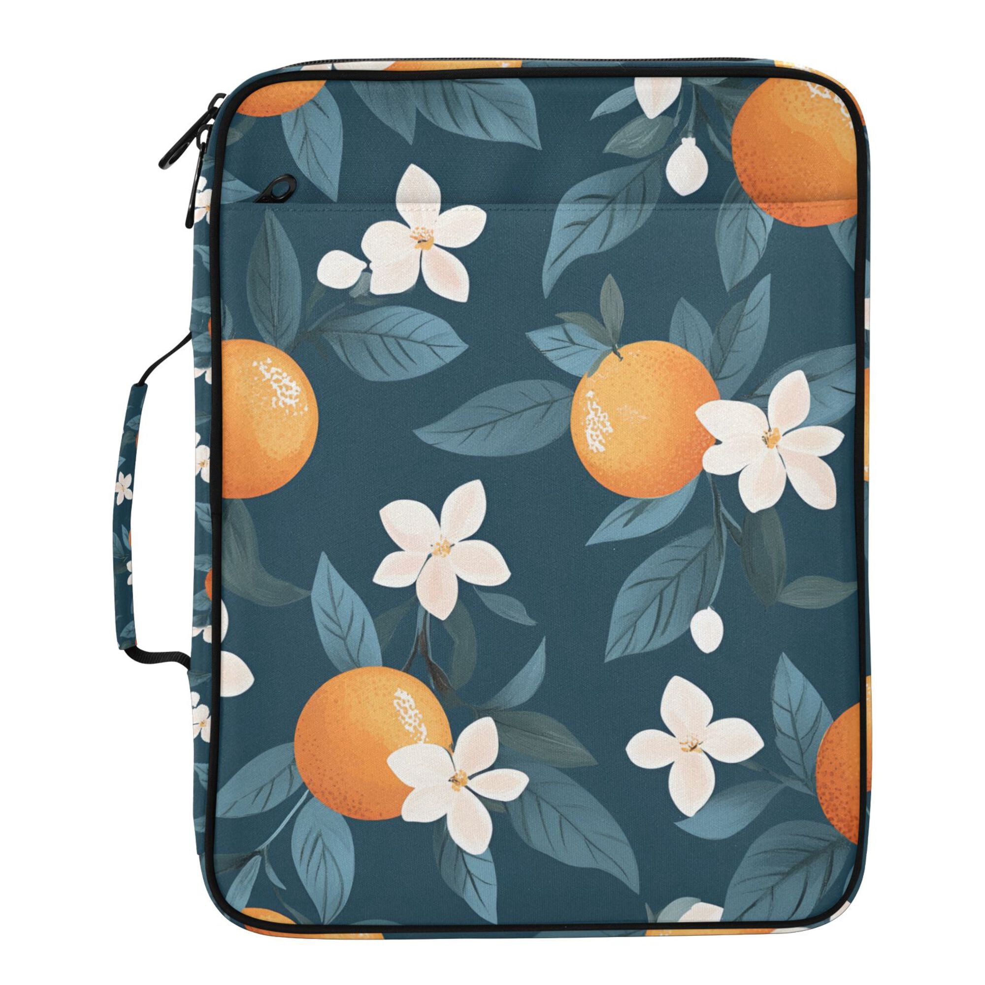 FORMRS Accordion File Folder A4 Size 7-Pocket Expanding Document Organizer Bag with 3 Ring Binder, Oranges Pattern