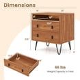 thumbnail image 3 of Costway 1 PCS 2-Drawer Nightstand with Storage Compartment. Metal Hairpin Legs for Living Room Walnut, 3 of 10