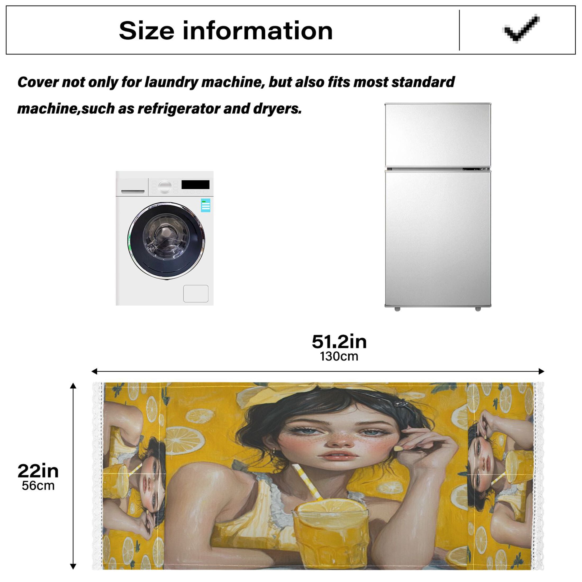 Lemonade GirlWasher and Dryer Covers Dust-Proof and Oil Resistant Fridge Cover with 4 Storage Pockets Washing Machine Top Cover for Laundry Kitchen Home 51.2 x 22 In