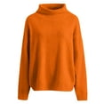 thumbnail image 4 of Breezora Mock Neck Pullover Sweater For Women Mid High Neck Long Sleeve Relaxed Fit Soft Knit Winter Top L Size Orange, 4 of 9