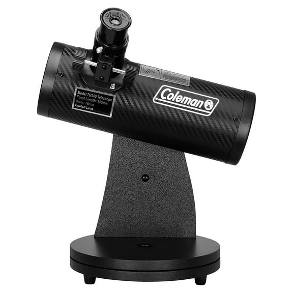 COLEMAN® AstroWatch D76mm x 300mm Newtonian Reflector Telescope - Carbon Fiber Finish