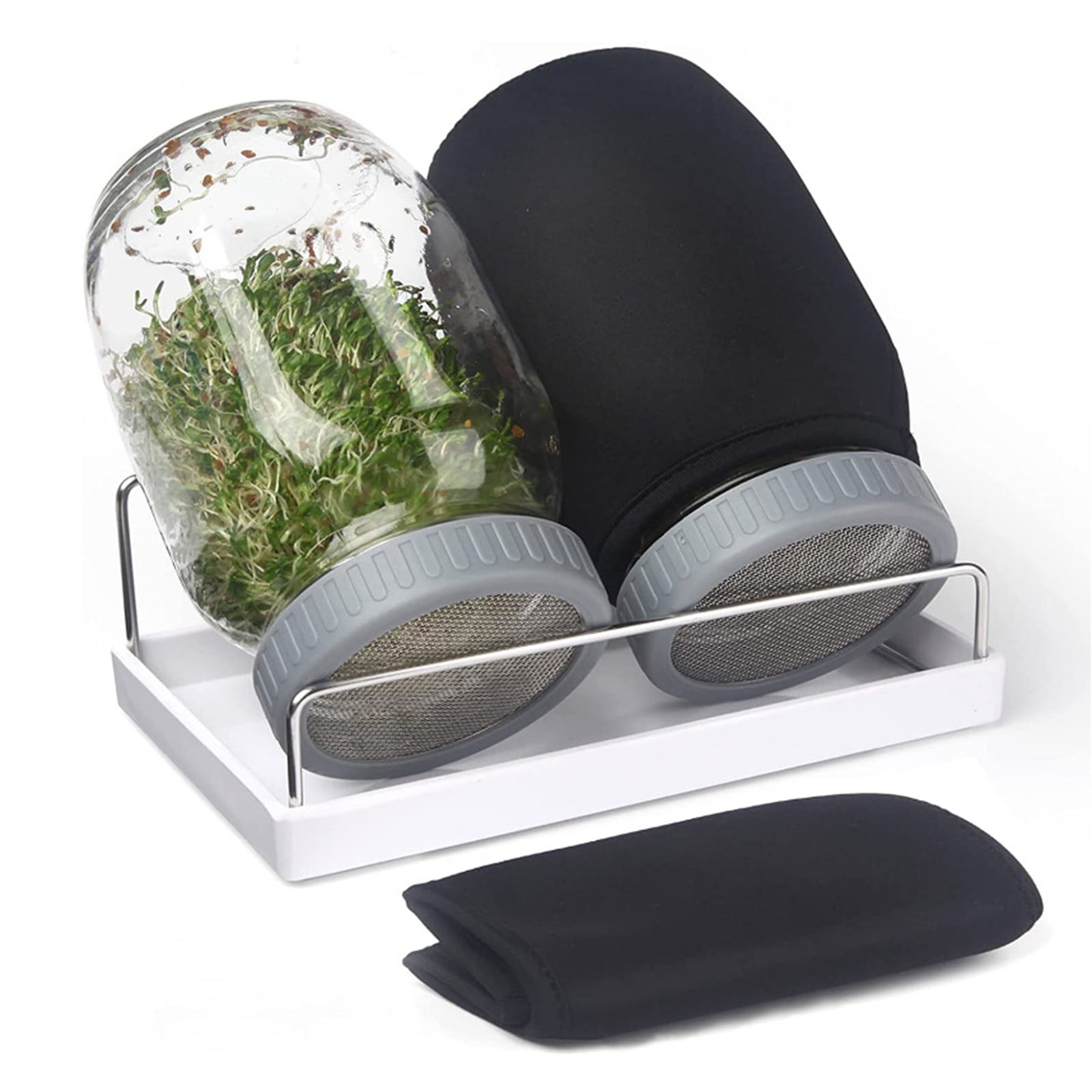Haokaini Seed Sprouting Jar Kit with Screen Lids, Seed Sprouting Tray