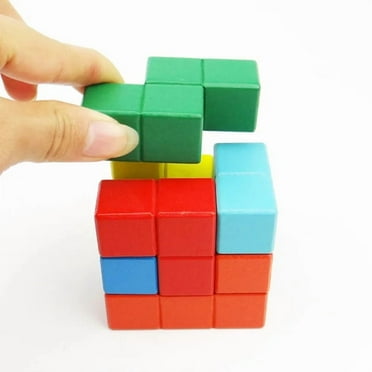 Multi Color 3D Wooden Soma Cube Magic Puzzle Brain Teaser IQ Mind Wood Game