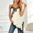 thumbnail image 6 of GEWSEY Lace Camisole Women Satin Tank Long Top Sleeveless Spaghetti Strap Silk Cami Shirt Asymmetrical Slip Dress Fashion (Rose Gold, S), 6 of 9