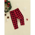 thumbnail image 3 of Kiapeise Baby Boy Girl Christmas Pants Red Black Plaid Brother Sister Flared Trousers, 3 of 8