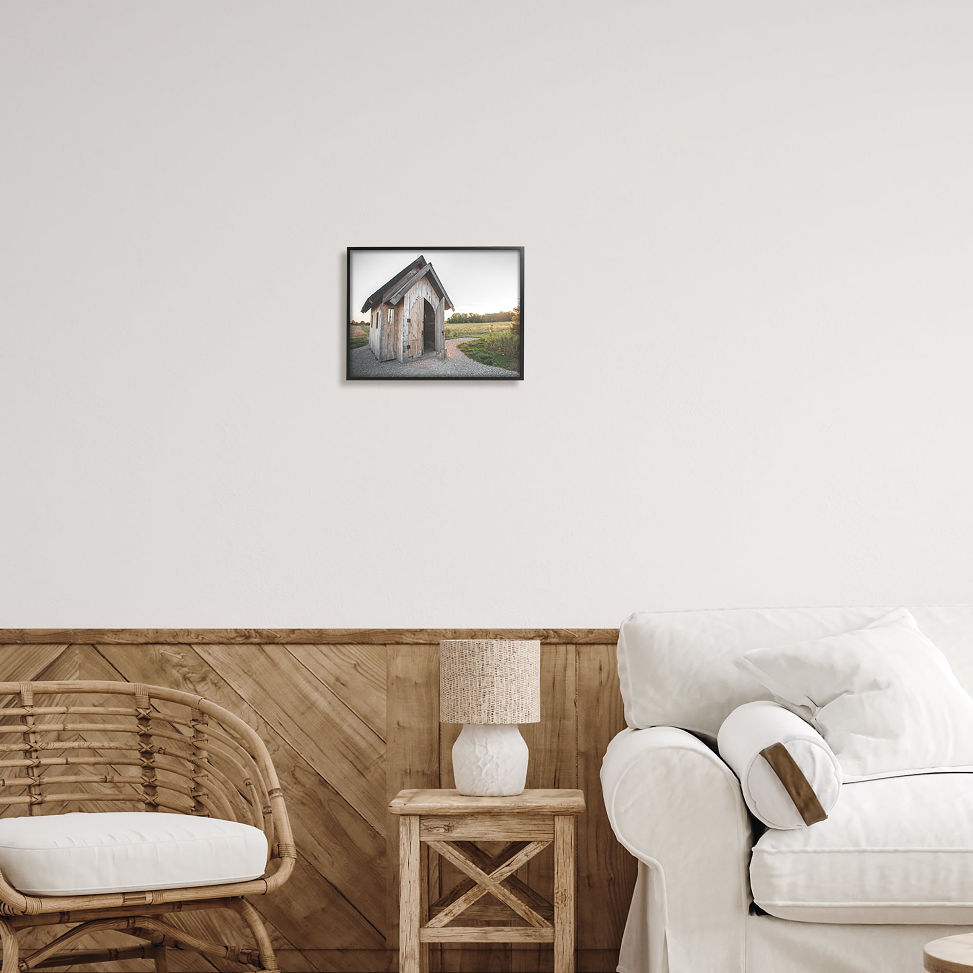 Stupell Industries Cabin at Sunset Nature Photography Black Framed Art Print Wall Art, 14 x 11