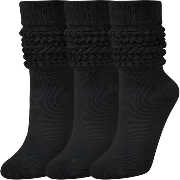 TELOLY Slouch Socks for Woman 3 Pairs Women Scrunch Socks Extra Long Knee High Slouchy Socks Size 6-11