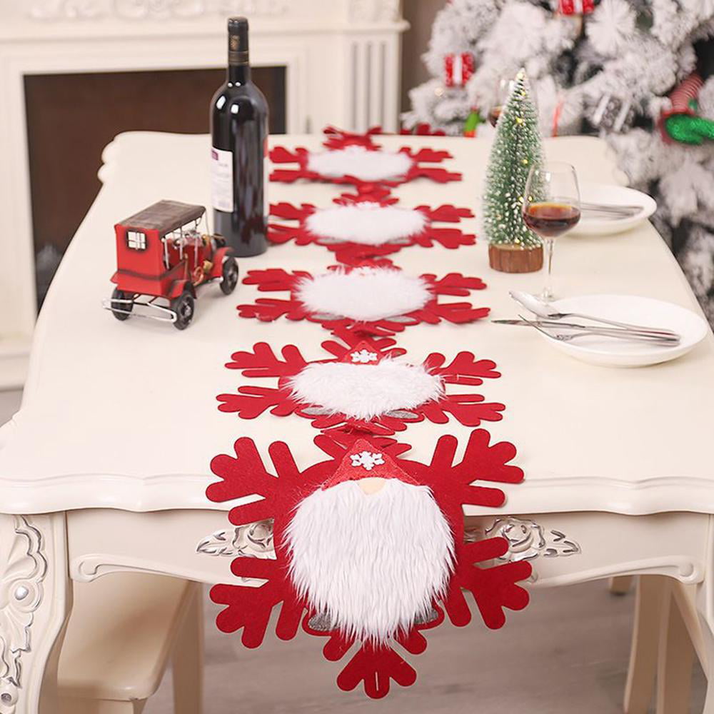 Christmas Table Runner Tablecloth Cover Home Xmas Party Table Decor Linen Cloth 