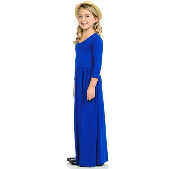 Girls Casual Maxi Floral Dress Long Sleeve Holiday Pockets Dresses Girls Long Sleeve Floor Length Maxi Dress